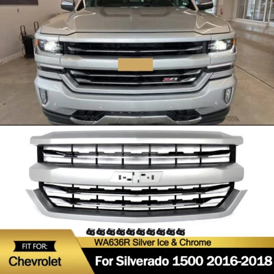 Silver Ice Bumper Grille Chrome For 2016-2018 Chevrolet Silverado 1500 Z71 Style Foto 1 de 4