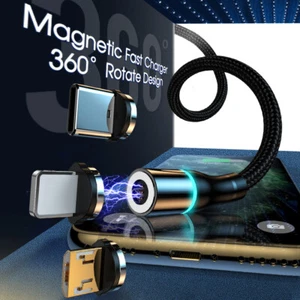 NYLON MAGNETIC USB CHARGING CABLE LED 3 in 1 FAST CHARGING - Picture 1 of 6