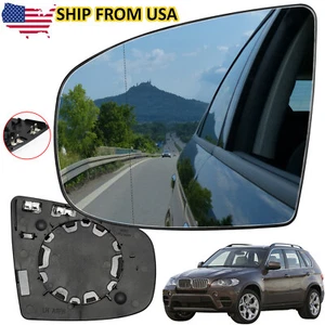 Espejo retrovisor de puerta lateral izquierdo del conductor vidrio térmico con clip para BMW E70 E71 E72 X5 X6 - Imagen 1 de 6