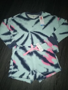 Girls justice 2pc sherpa sleep set size 12 new blue tye dye  - Picture 1 of 2