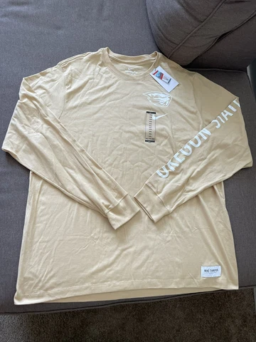Nike Mens Oregon State Beavers Cotton Campus Beige L/S 2XL XXL - NWT! Cover