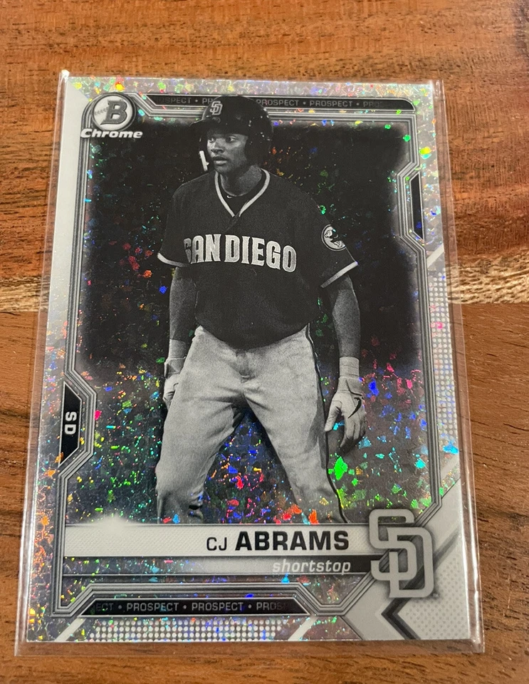 2021 Bowman Chrome CJ Abrams Black White Mini Diamond Refractor SP NRMT+ Padres! - Image 1 of 2