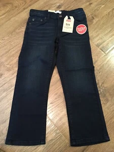 NWT~Boys Size 4 Reg. Indigo Blue Levi’s Jeans~511 Slim~Super Soft Denim Jeans - Picture 1 of 4