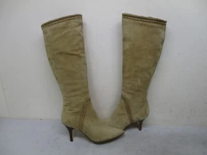 Donald J Pliner Tero beige hellbraun Wildleder Reißverschluss hoher Absatz modische Stiefel Größe 5 M - Bild 1 von 9