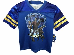Marvel Avengers Infinity War T Shirt Jersey Blue Yellow Gold Groot, Rocket Quil - Picture 1 of 7