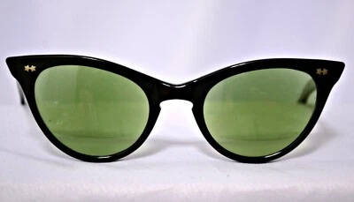 vintage 50s 60s retro cat eye green lenses 46/22 awesome display rockabilly - Image 1 of 4