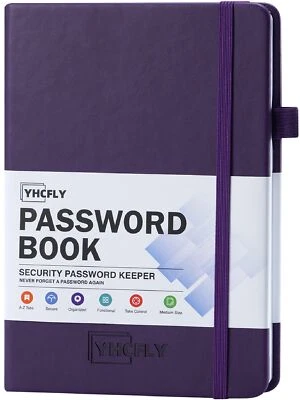 YHCFLY Password Book with Alphabetical tabs, Hardcover Internet Address & Pas...