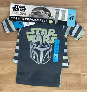 STAR WARS KIDS 4 PIESE PAJAMA SET /4T BOY /GREEN ,SHORT SLEEVE, 100% COTTON - Picture 1 of 5