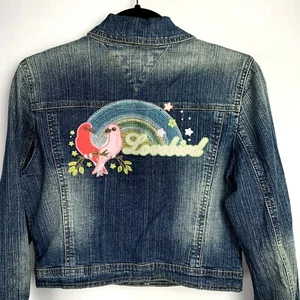 Tommy Jeans LOVE BIRDS Denim Jean Jacket Girls Size XL/XG - Picture 1 of 12