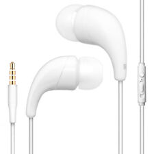White Color 3.5mm Earbuds w/ Microphone and Playback Control Stereo Headset for