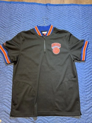 Mitchell & Ness NBA Knicks Half Zip Shirt Black Short Sleeve Size L New-NO TAG - Image 1 of 4