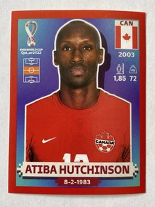 2022 Panini FIFA World Cup Sticker ATIBA HUTCHINSON (CAN 14 ) ROSSO PARALLELO - Foto 1 di 1