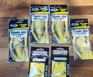 Gemischte Meeresangeln Rigs x 6 1/0 Pulley Pennel 5/0 Pulley Rig und 1/0 Clipped - Bild 1 von 2