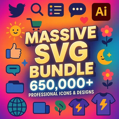 Paquete masivo SVG 650.000+ iconos y diseños profesionales para tu proyecto creativo Foto 1 de 4