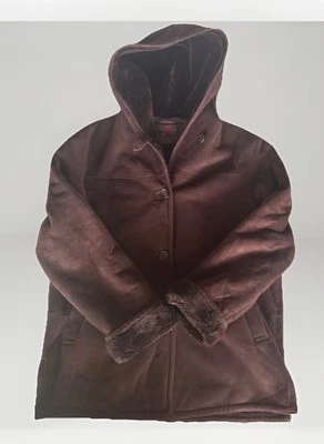 GALERÍA MUJER GAMUZA MARRÓN ABRIGO IMITACIÓN PIEL CÁLIDO INVIERNO ROPA EXTERIOR CHAQUETA MEDIANA Foto 1 de 4