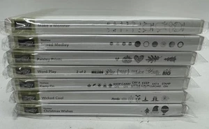 Stampin Up Rubber Stamps Lot Of 7 Labels. Wicked Cool, Carry On, Paisley Prints - Picture 1 of 11