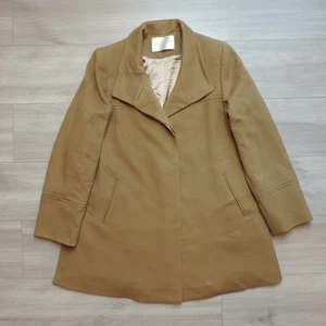 Fleurette Coat Womens Sz 12 Beige Tan Overcoat Loro Piana Wool Peacoat Made USA - Picture 1 of 10