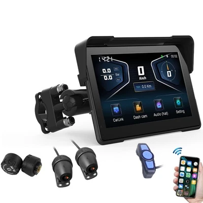 7 Inch Motorcycle Navigation GPS Wireless Carplay Android Touch Screen + TPMS - Изображение 1 из 4