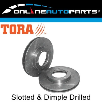 2 Front Drilled + Slotted Disc Brake Rotors for Landcruiser FZJ78 FZJ79 99~09 - Image 1 of 3