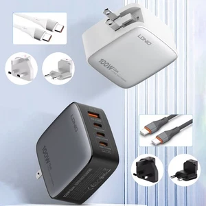 Caricabatteria USB C 100W GaN 4 porte compatto pieghevole veloce caricatore laptop adattatore di alimentazione - Foto 1 di 12