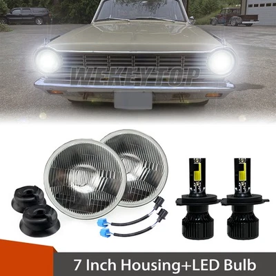 2pcs 7 inch Round LED Headlight Hi/Lo Beam H4 For Dodge Dart 1964 1965 1966-1976 Foto 1 de 4