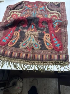 NEW Kashmiri shawl Kashmir Scarf 100% Wool Cashmere Wrap Large Embroidered - Picture 1 of 5