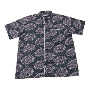 Vintage Y2K Nike Hawaiian Short Sleeve Button Up Shirt Mens 2XL Gray Purple RARE - Picture 1 of 8