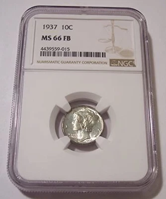 1937 Mercury Dime MS66 FB NGC Toning - Image 1 of 4