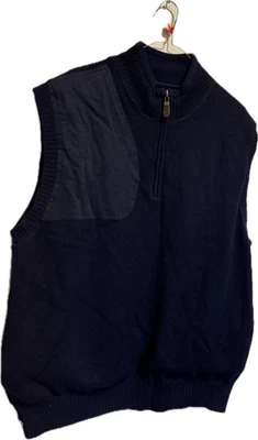 Orvis Navy Blue Wool Knit 1/4 Zip Pullover Sweater Vest Men's Size X Large - Image 1 of 4