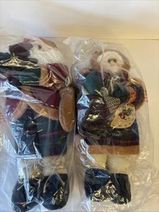 Mr. & Mrs. Claus Christmas Dolls with Accessories Plaid Outfit 16” Annalee? NEW - Picture 1 of 7