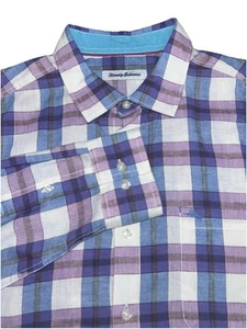 Tommy Bahama Island Zone Linen Blend Long Sleeve Button Down Plaid Men’s Large - Picture 1 of 11