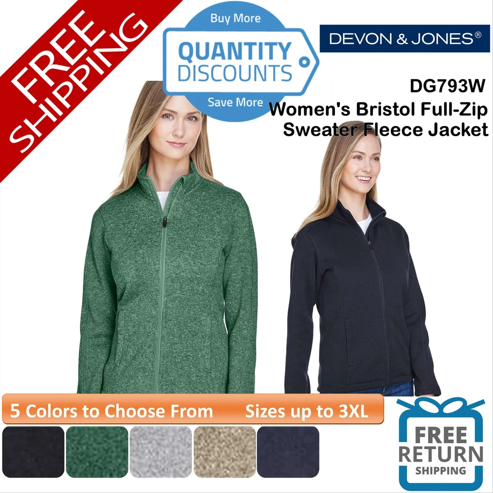 🔥 Devon & Jones Mujer Bristol Cremallera Completa Suéter Chaqueta Polar Hasta 3XL DG793W Foto 1 de 1