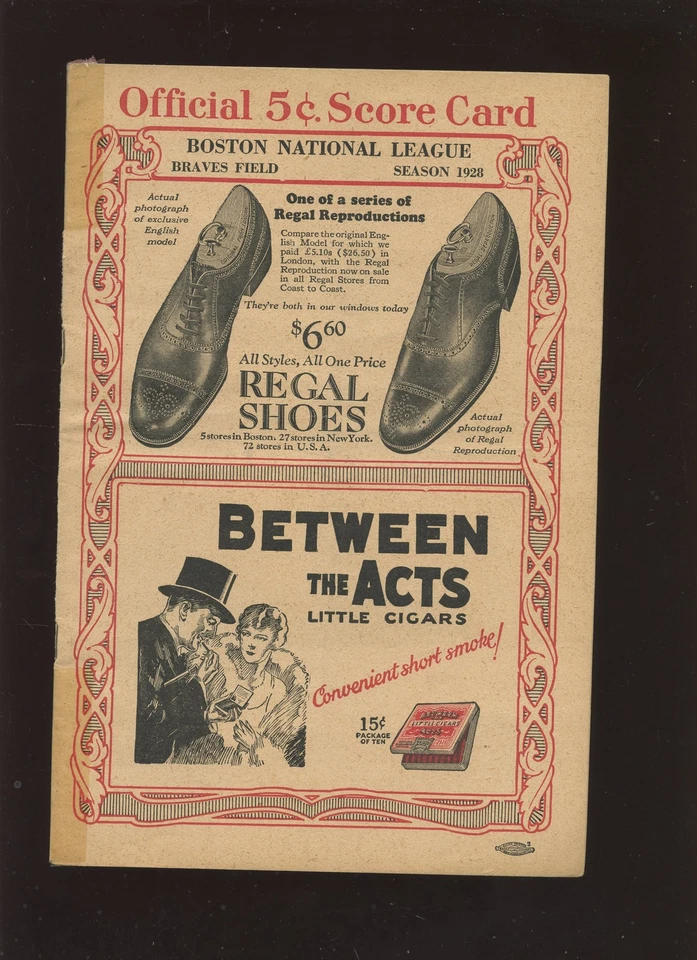 1928 MLB Washington Senators at Boston Braves Scorecard / Program - Image 1 of 1