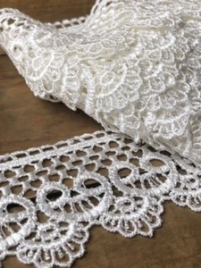 laverslace Unique Quality Ivory Embroidered Guipure Lace Trim 2"/5cm Wedding - Picture 1 of 7