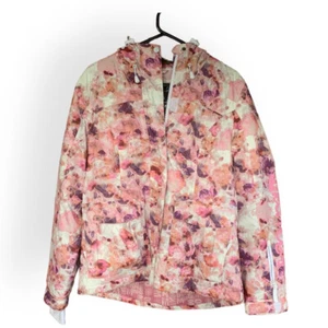 Mambo Womens Snow Jacket Winter Floral Pink Hood Pockets Size 10 - Picture 1 of 15