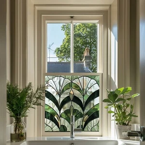 Art Deco Stained Glass Window Film, Privacy Window Film, Privacy Window Film - Picture 1 of 5
