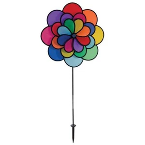 Spinner de viento de 19" triple rueda 24 pétalos flor de tierra, ITB-2830 - Imagen 1 de 3