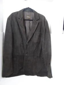 Cole Haan Men's Brown Suede Heavy Goatskin Button Up Overcoat Jacket - X-Large - Picture 1 of 11