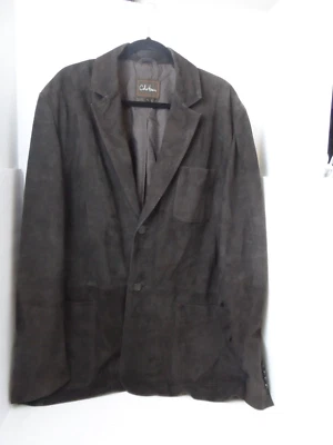 Cole Haan Men's Brown Suede Heavy Goatskin Button Up Overcoat Jacket - X-Large - Image 1 of 4