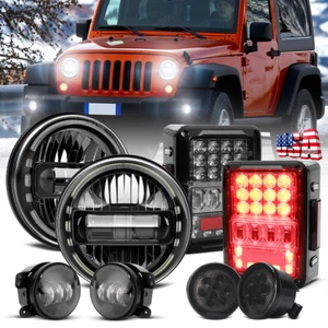 Combo LED 7" Halo Faros Antiniebla Lámpara Giratoria para Jeep Wrangler JK con Luces Traseras - Imagen 1 de 12