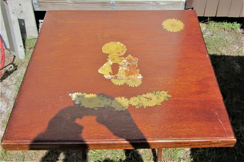 Vintage Folding Hard  Wood Card Game Table 26 1/2" X 26 1/2" X Stand 27" Cover