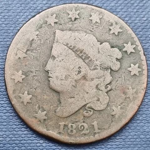 1821 Coronet Head Large Cent 1c Circulated #60477 Cover