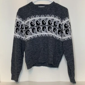 Vintage Kandahar Deluxe Girls 16 Nordic Gray Sweater Fair Isle Pullover Grey - Picture 1 of 5