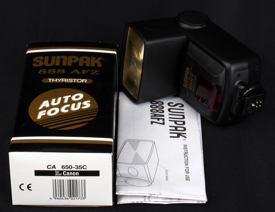 Sunpak 888 AFZ Thyristor Shoe Mount Electronic Flash for Canon EOS - Mint in Box - Image 1 of 4