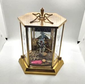 Fairy Art/ Evil Warrior Fairy /Real Wings - In Solid Brass & Glass Clock Display - Picture 1 of 8