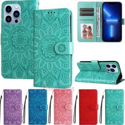 For iPhone 13 12 11 XS XR SE 6s 7 8 Plus Wallet Card Holder Leather Case Cover - Image 1 of 4