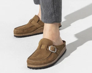 BIRKENSTOCK BUCKLEY NUBUCK LEATHER CLOG WOMEN'S BROWN TEA SUEDE SZ 5-5.5US/ 36EU - Picture 1 of 11