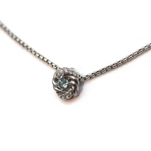 David Yurman Neu 8mm Petite Unendlichkeit Geburtsstein 17 " Halskette Aquamarin - Bild 1 von 8