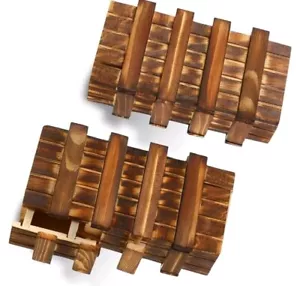 2x Magic Wooden Puzzle Boxes 2 Hidden Compartments Game Adults Kids Mystery Box - Picture 1 of 4