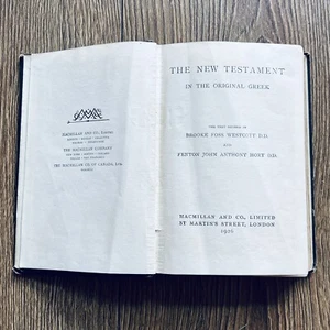 The New Testament In Original Greek By Westcott & Hort 1926 Macmillan Antique - Picture 1 of 18